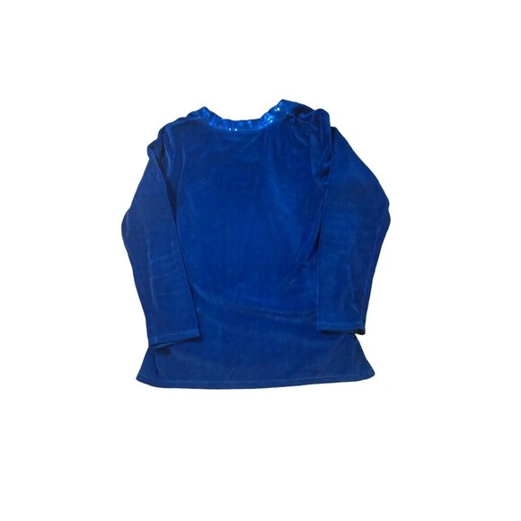 Quaker Factory‎ Blue Velour Medium Pullover Boho Lagen Look Career Jersey - Picture 2 of 6